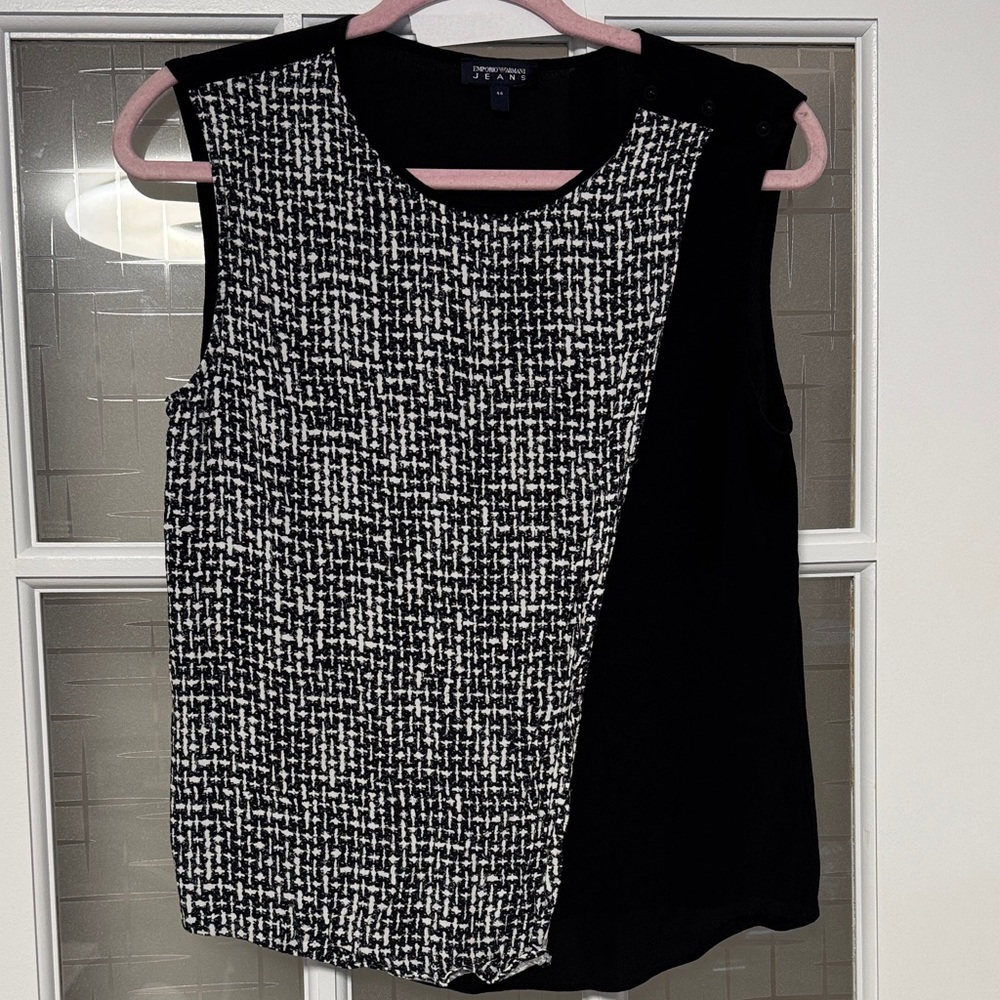 Emporio Armani Black and White Sleeveless Top